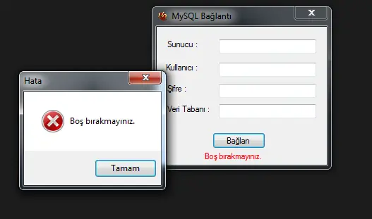 Boş bırakmayınız.