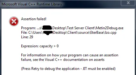 Client Debug Assertion Failed Questions Answers Metin2 Dev