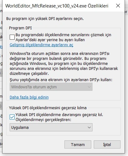 World Editör DPI Ölçeklemesini Kapatmak.webp
